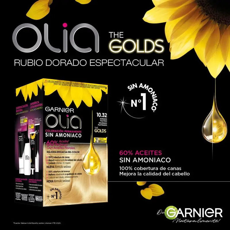 Garnier Olia Ammonia-Free Permanent Colouring With Natural Floral Oils - Platinum Gold 10.32