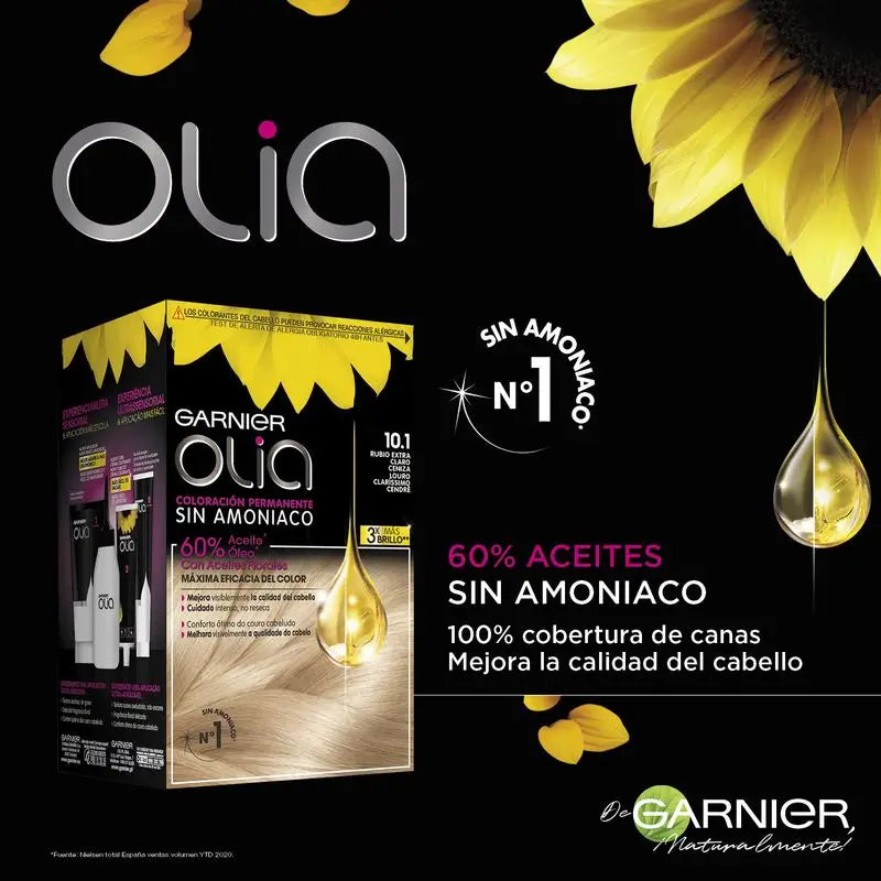 Garnier Olia Permanent Colouring Ammonia Free, Pleasant Smelling With Natural Floral Oils - Extra Light Blonde 10.1