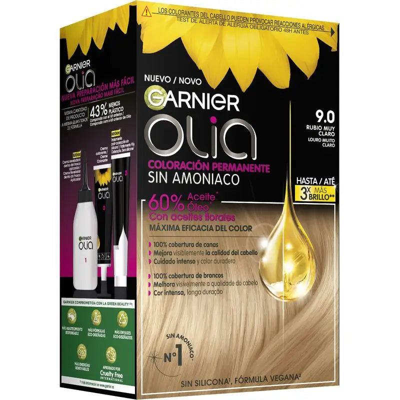 Garnier Olia Permanent Colouring Ammonia Free, Pleasant Smelling With Floral Oils Natural Origin - Very Light Blonde 9.0