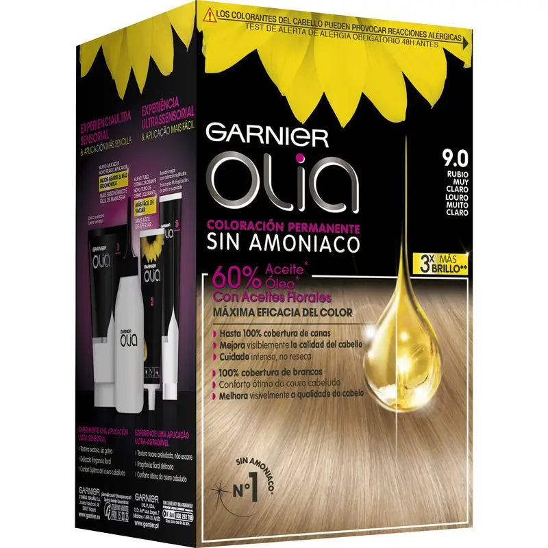 Garnier Olia Permanent Colouring Ammonia Free, Pleasant Smelling With Floral Oils Natural Origin - Very Light Blonde 9.0