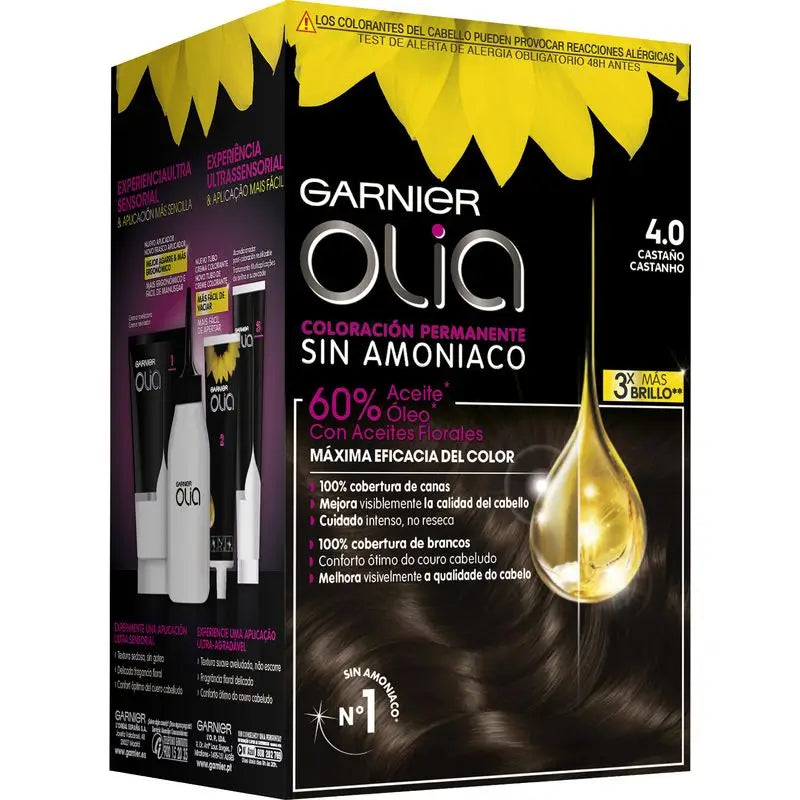 Garnier Olia Permanent Colouring Without Ammonia For A Pleasant Scent With Natural Floral Oils - Chestnut 4.0