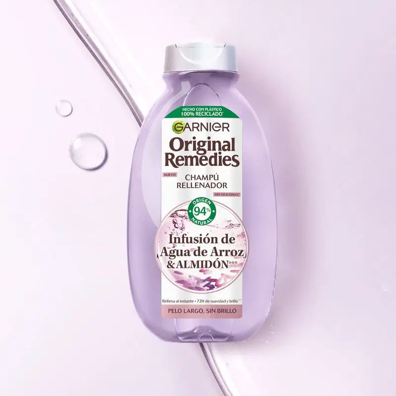 Garnier Original Remedies Rice Water Infused Replenishing Shampoo for Long, Shine-less Hair