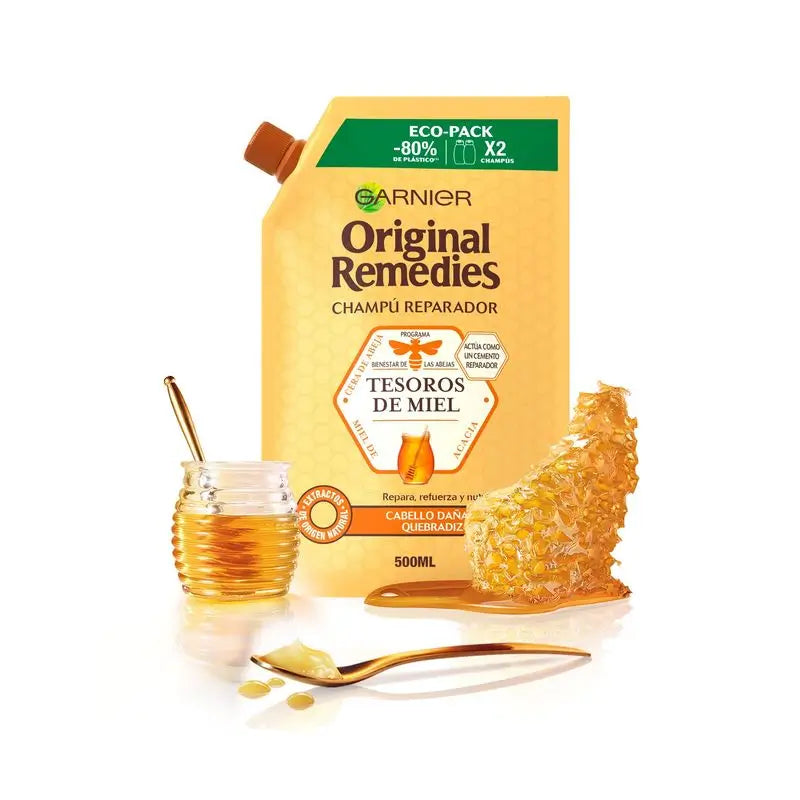 Garnier Original Remedies Honey Treasures Eco Pack Shampoo For Damaged Hair - 500 Ml