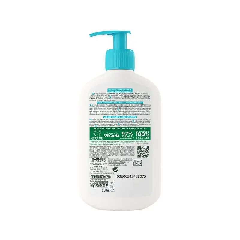 Garnier Pure Active Moisturising Cleansing Gel with Hyaluronic Acid, Ceramide and Clay Removes Impurities, Grease and Make-up