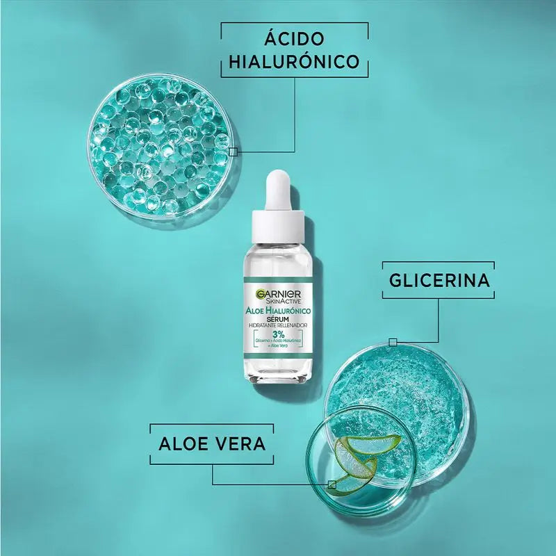 Garnier Aloe Hyaluronic Moisturising Replenishing Serum With 3% Glycerin + Hyaluronic Acid + Aloe Vera.