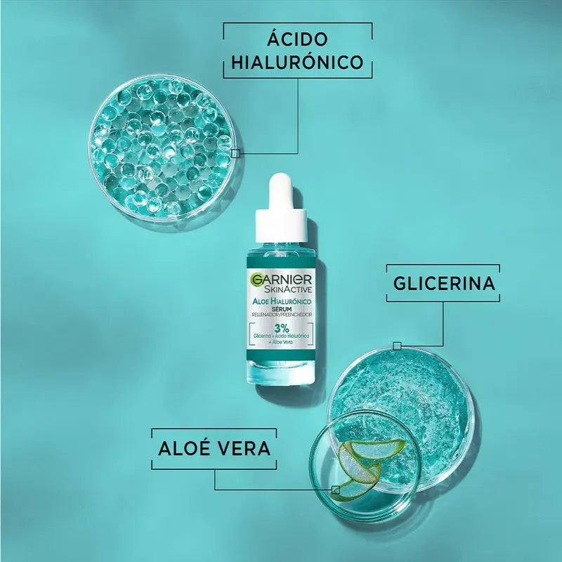 Garnier Aloe Hyaluronic Moisturising Replenishing Serum With 3% Glycerin + Hyaluronic Acid + Aloe Vera.