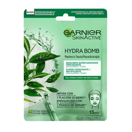 Garnier Skin Active Mask Tissu Hydra Bomb Moisturising Mattifying Fabric Mask With Hyaluronic Acid And Green Tea