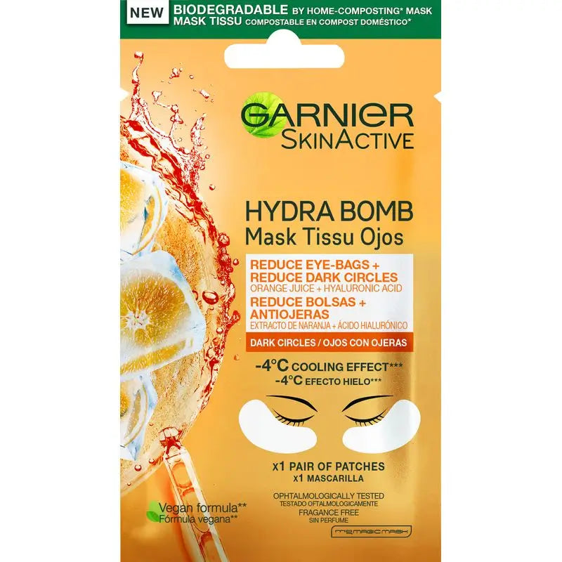 Garnier Skin Active Mask Tissue Eye Contour Anti-Fatigue & Anti-Dark Circles With Hyaluronic Acid & Orange Extract