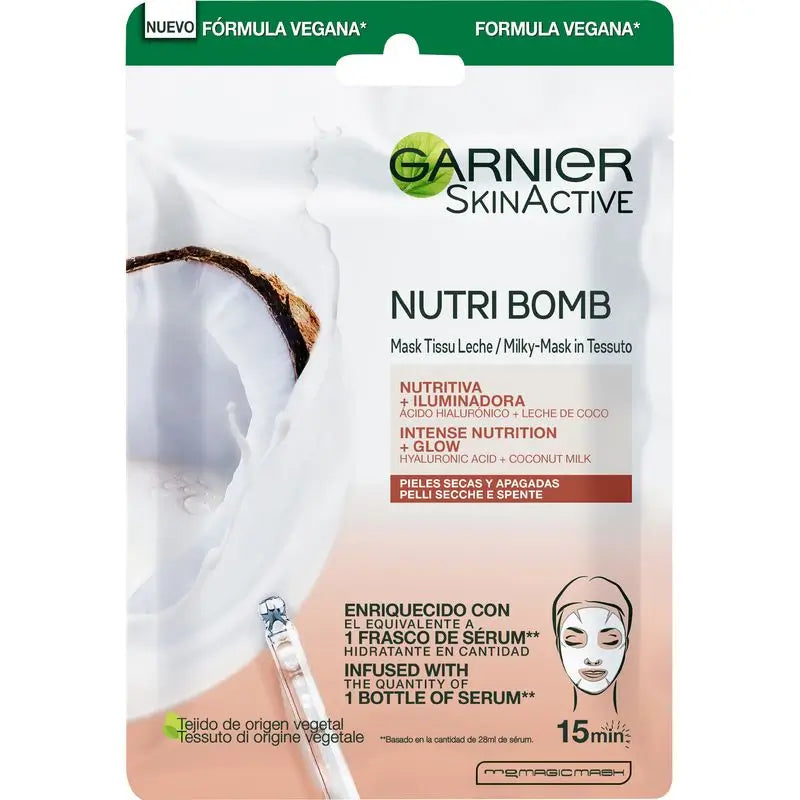 Garnier Skin Active Nutri Bomb Milky Mask Illuminating Milky Mask with Coconut Milk and Hyaluronic Acid for Dry and Dull Skin