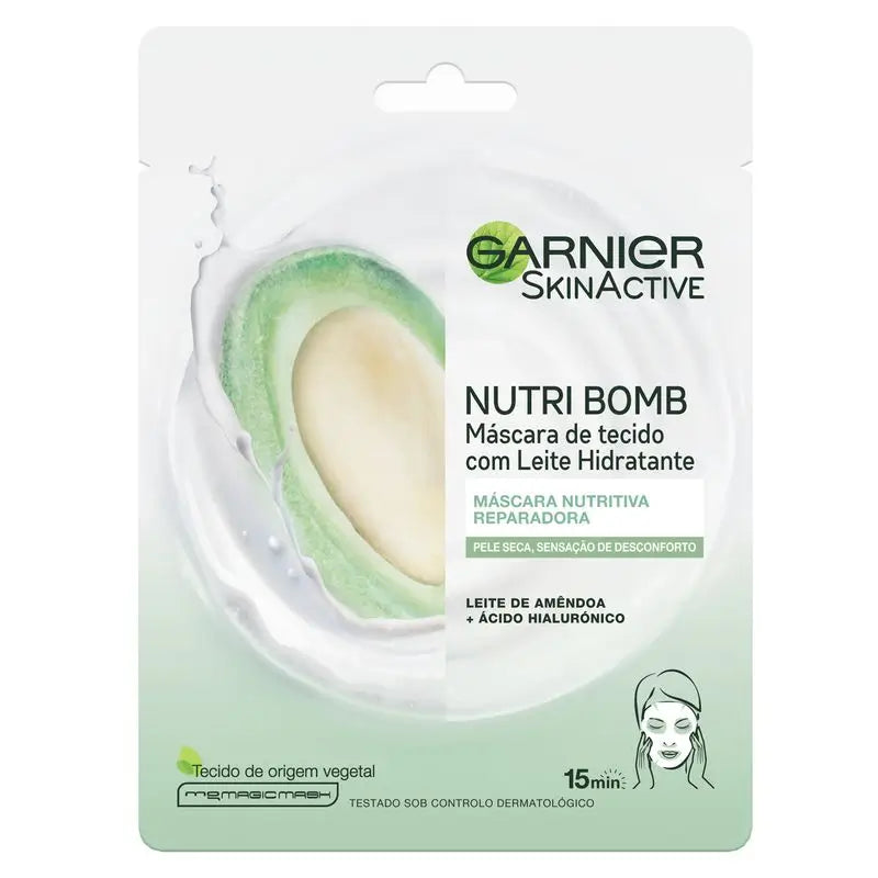 Garnier Skin Active Nutri Bomb Milky Mask Repair Mask with Organic Almond Milk and Hyaluronic Acid