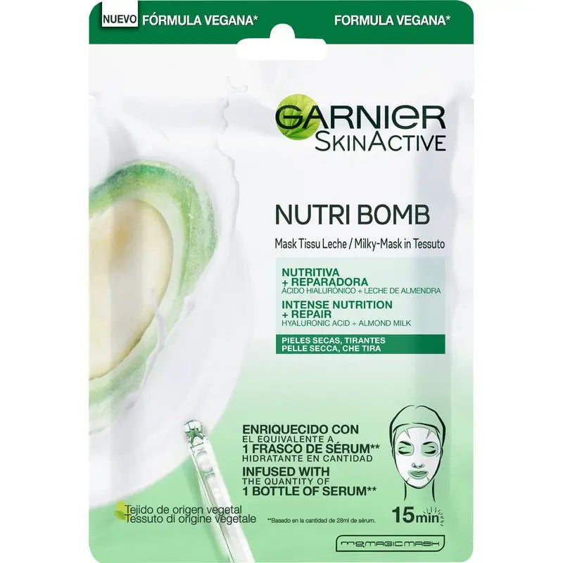 Garnier Skin Active Nutri Bomb Milky Mask Repair Mask with Organic Almond Milk and Hyaluronic Acid