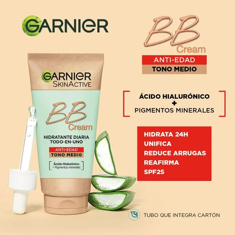 Garnier Skinactive Bb Cream Anti Age Medium Tone. All In One Moisturiser With Colour Spf25, 50Ml