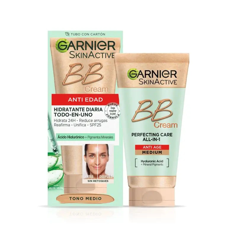 Garnier Skinactive Bb Cream Anti Age Medium Tone. All In One Moisturiser With Colour Spf25, 50Ml