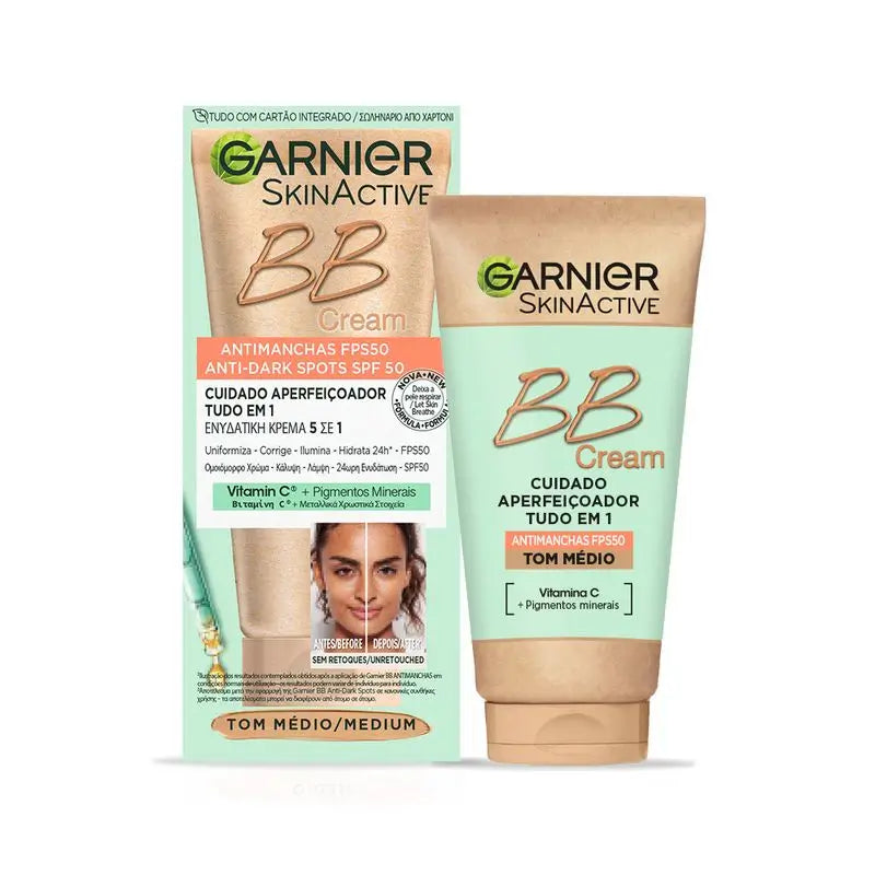 Garnier Skinactive Bb Cream Anti Blemish Bb Cream Spf50 Medium Tone Moisturising All In One With Colour Spf50, 50Ml