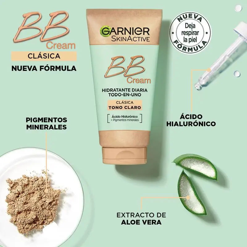 Garnier Skinactive Bb Cream Classic Light Tone. All In One Moisturiser With Colour Spf15, 50Ml