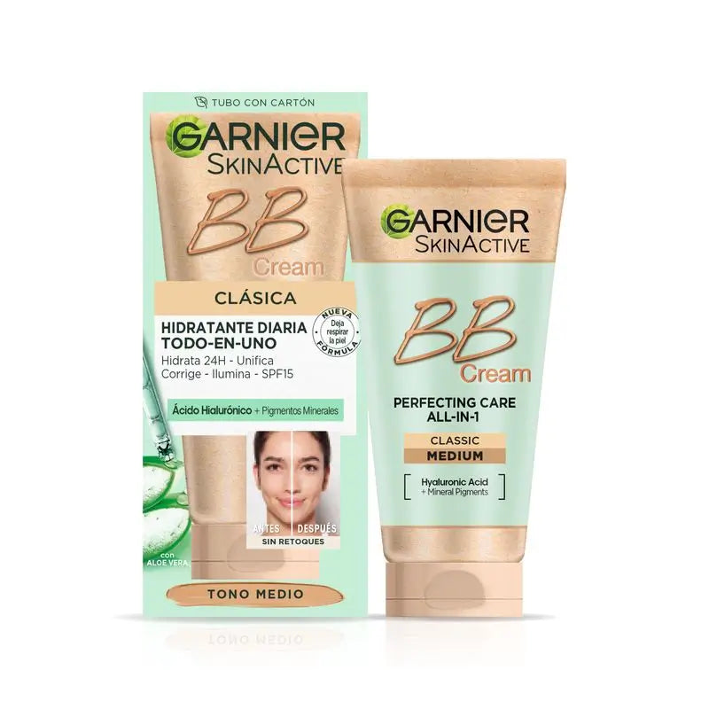 Garnier Skinactive Bb Cream Classic Medium Tone. All In One Moisturiser With Colour Spf15, 50Ml