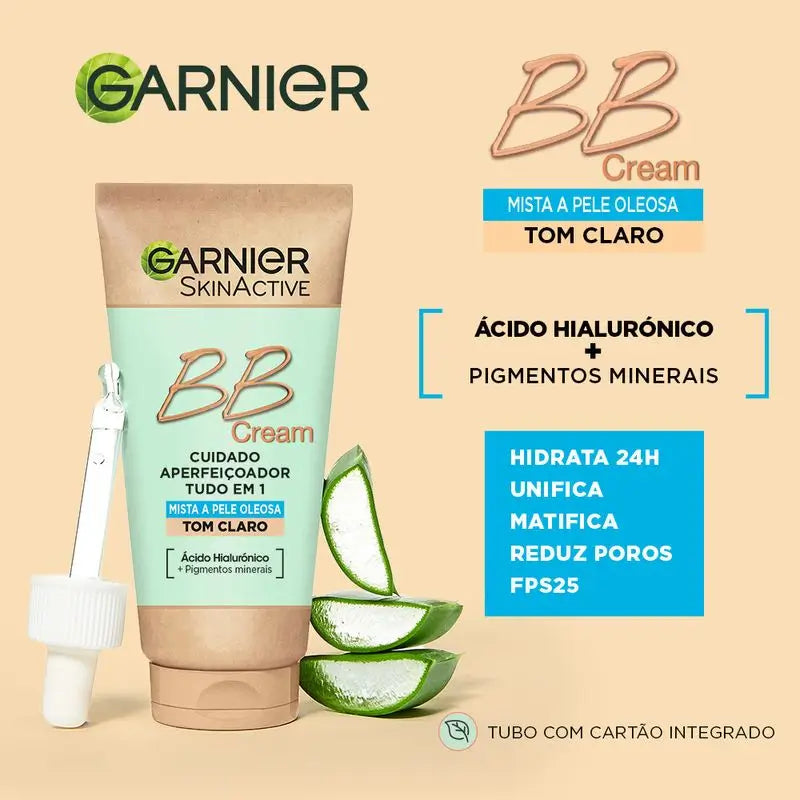 Garnier Skinactive Mattifying Bb Cream For Combination To Oily Skin Light Tone. All In One Moisturiser With Colour Spf 25, 50Ml