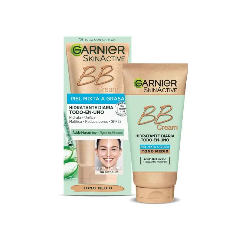 Garnier Skinactive Mattifying Bb Cream For Combination To Oily Skin Medium Tone. All In One Moisturiser With Colour Spf 25, 50Ml