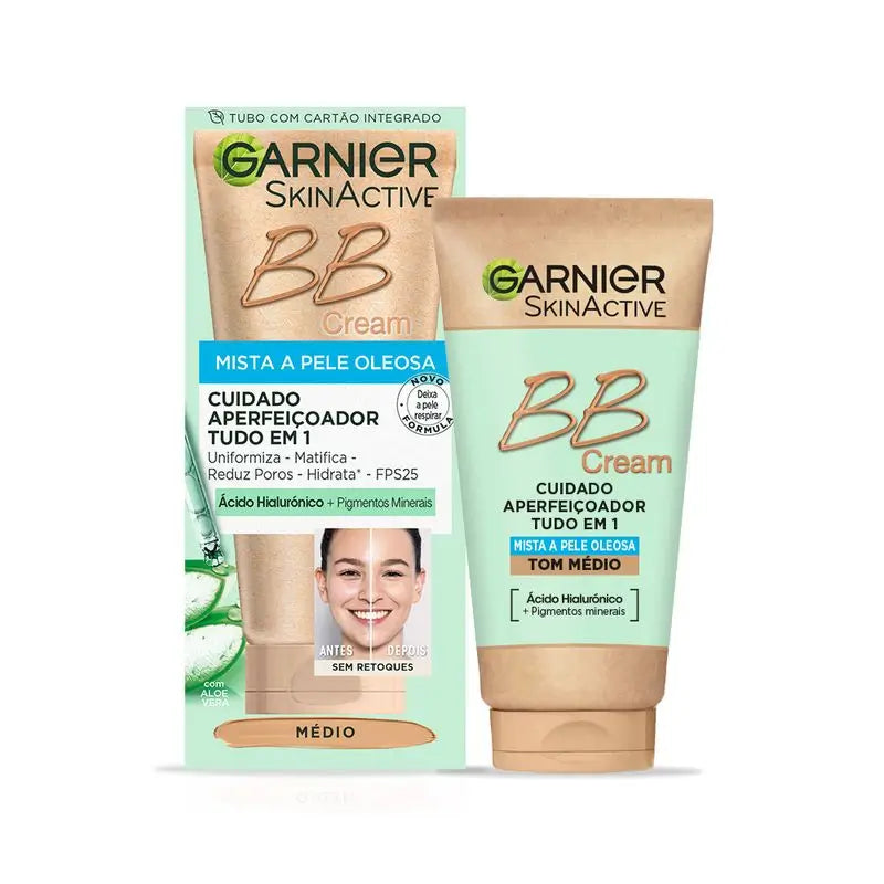 Garnier Skinactive Mattifying Bb Cream For Combination To Oily Skin Medium Tone. All In One Moisturiser With Colour Spf 25, 50Ml