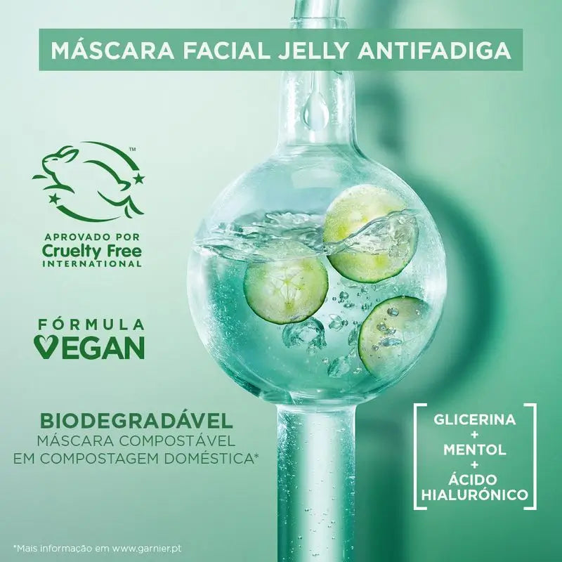 Garnier Tissue Mask Hyaluronic Cryo Jelly Anti-Fatigue For Tired Skin. 4% Glycerin + Menthol + Hyaluronic Acid.