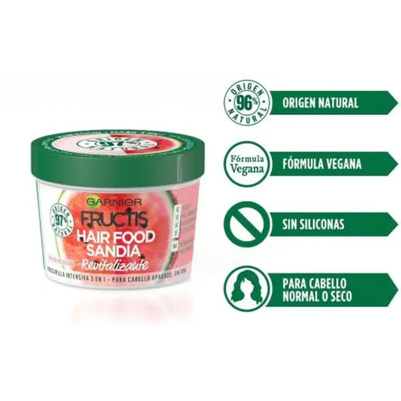 GarnierFructis Hair Food Watermelon 3 In 1 Revitalising Mask For Dull, Lifeless Hair 400 Ml