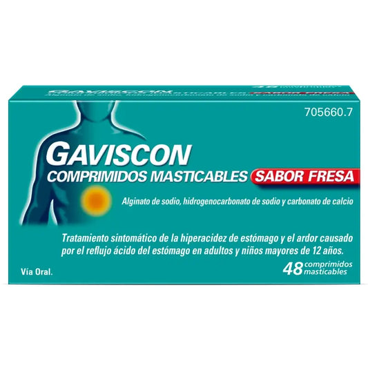 Gaviscon Sabor Fresa , 48 tabletas