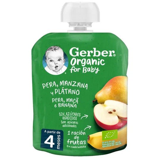 Gerber Pouch Organic Pear, Apple, Banana, 90g