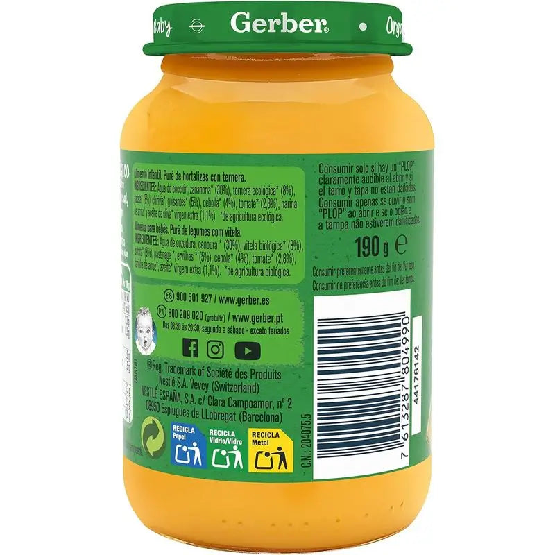 Gerber Organic Vegetable Beef Savoury Jars , 190g x 6 units