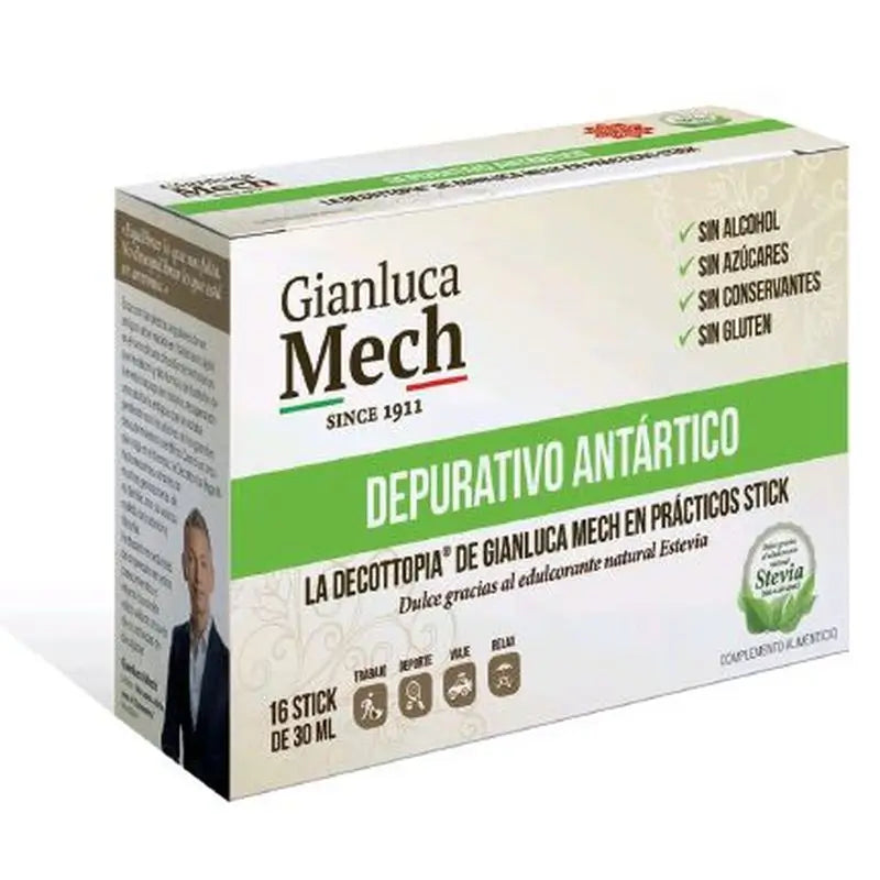 Gianluca Depurativo Antartico Stevia , 16 sticks de 30 ml