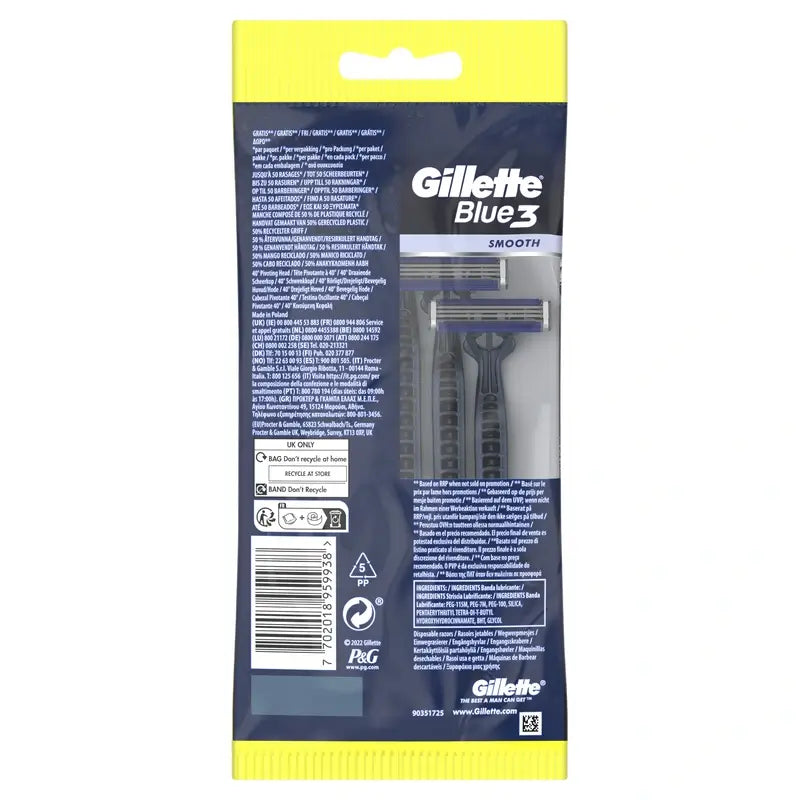 Gillette Blue3 Smooth Men's Disposable Razors , 5 pcs.