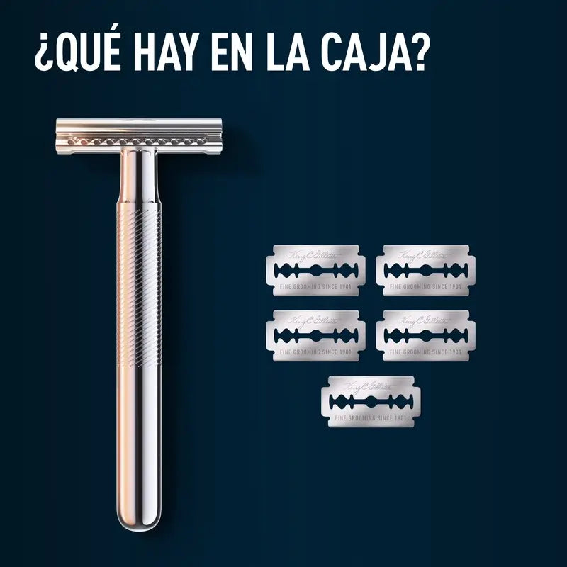 Gillette King C. Double Edge Razor Beard + 5 Blades