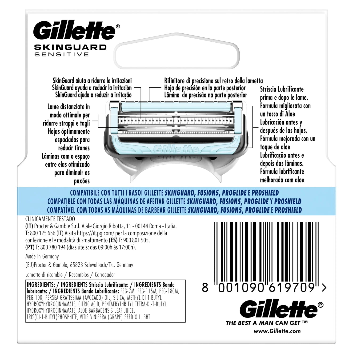 Gillette Skinguard Sensitive Fusion Handle Compatible Refills, 4 pcs.