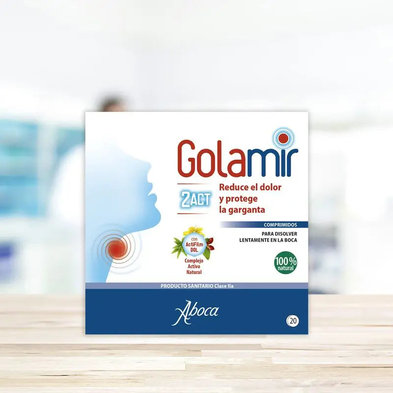 Aboca Golamir 2Act Tablets Pain Relief And Irritation Of Throat And Oral Cavity, Gluten Free, 20 tablets