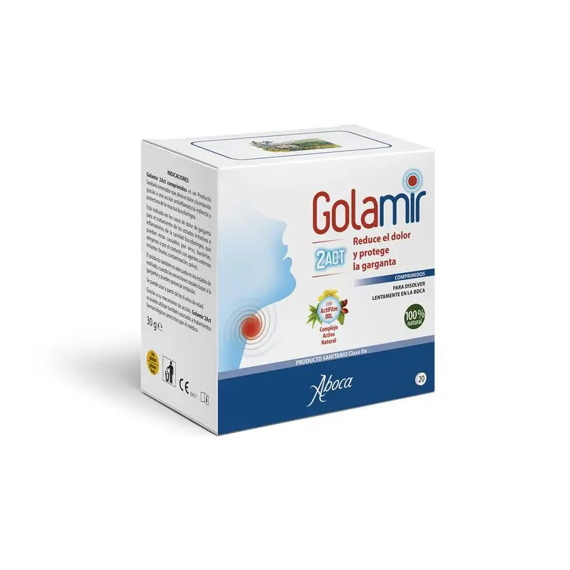 Aboca Golamir 2Act Tablets Pain Relief And Irritation Of Throat And Oral Cavity, Gluten Free, 20 tablets