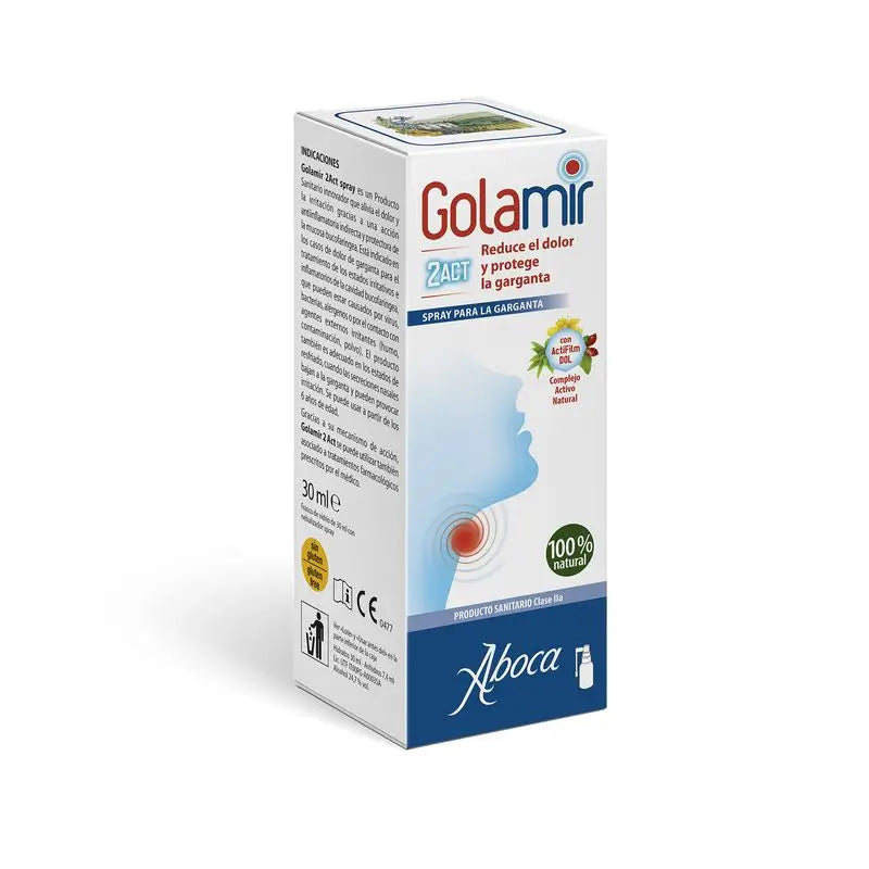 Aboca Golamir 2Act Throat & Oral Cavity Pain & Irritation Relief Spray, Gluten Free, 30 ml