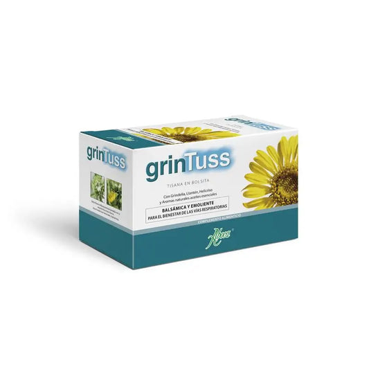 Aboca Grintuss Tisane Dry Cough and Productive Cough Relief, Moisturising and Mucus Elimination, 20 bags