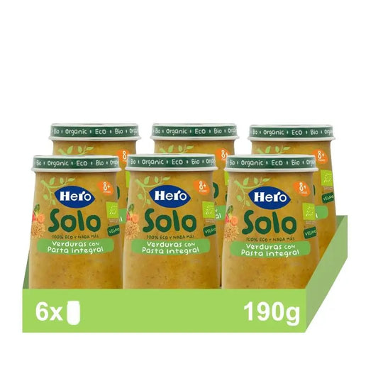 Hero Baby Pack Eco Vegetable Only Pack with Wholemeal Pasta, 6 x 190 g