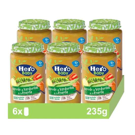 Hero Baby Pack Jarritos Hervido De Verduritas De La Huerta, 6 X 235 g