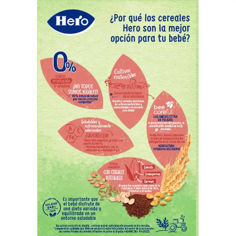 Hero Baby Papilla De Cereales  8 Cereales Con Cacao 340G