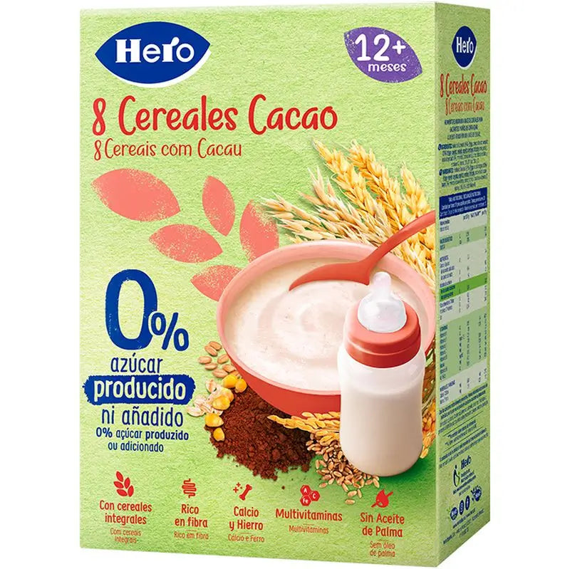 Hero Baby Papilla De Cereales  8 Cereales Con Cacao 340G