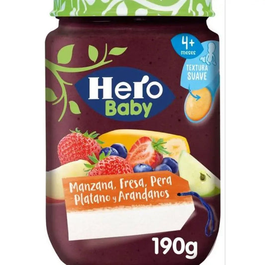 Hero Baby Hero Baby Banana, Apple, Pear, Strawberry, Strawberry & Blueberry Jar, 190g