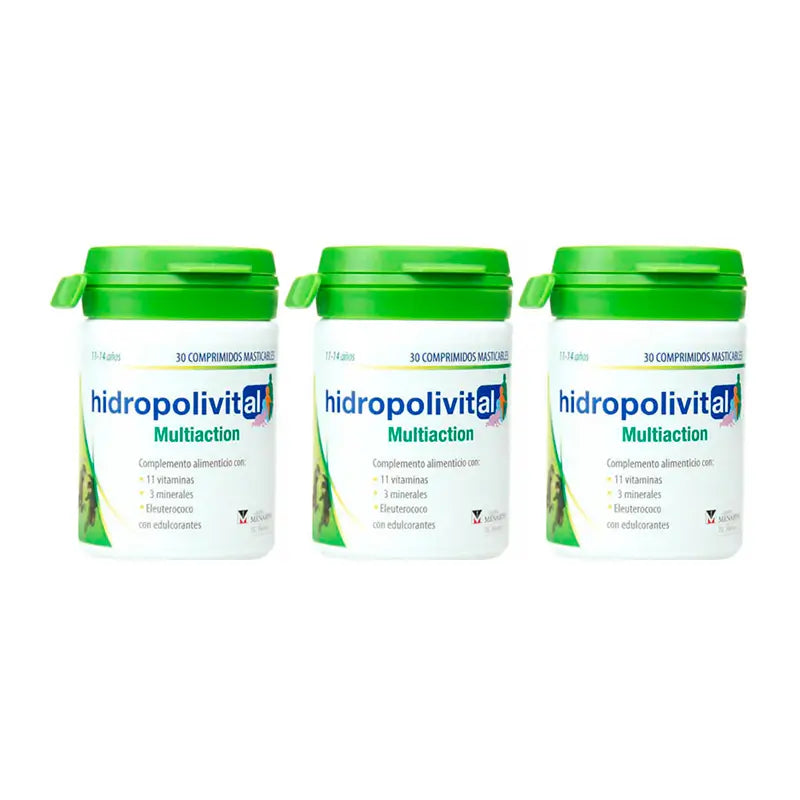 Hidropolivital Triplo Multiaction 3 x 30 Chewable Tablets