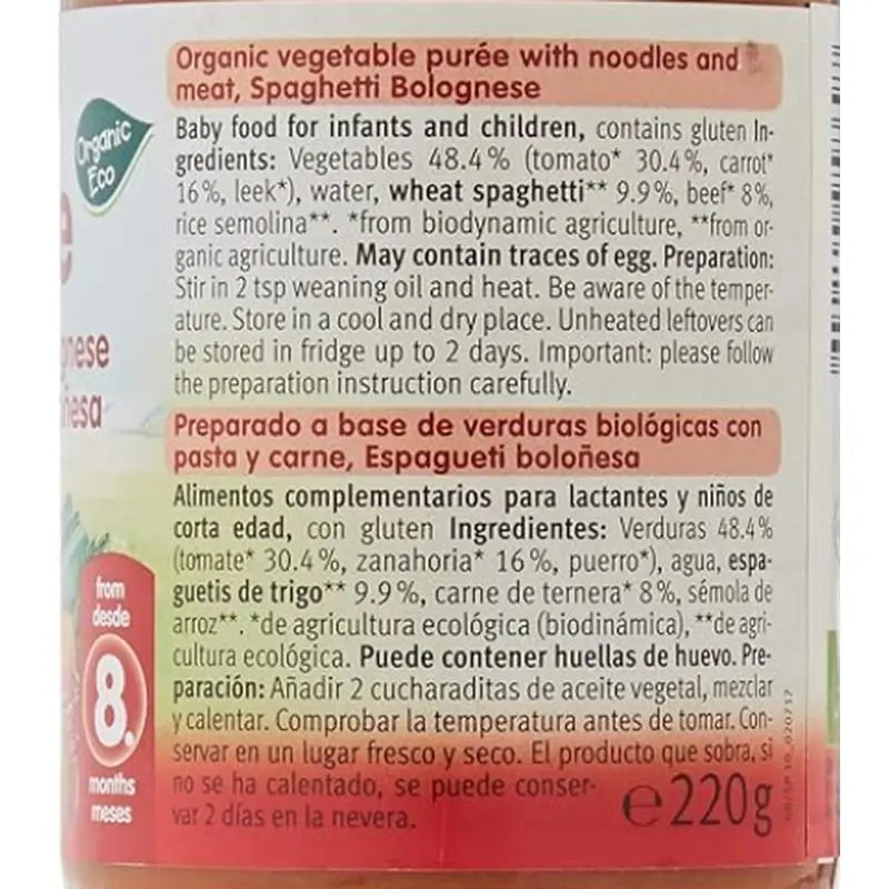 Holle Organic Spaghetti Bolognese Organic Jar, 6x220 Gr