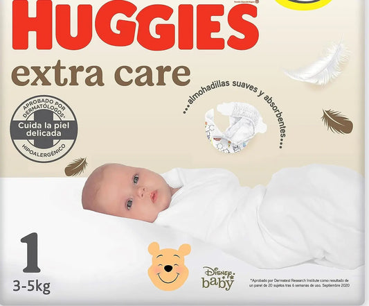 Huggies Extra Care Nappy Size 1 (3-5Kg) , 28 pcs.