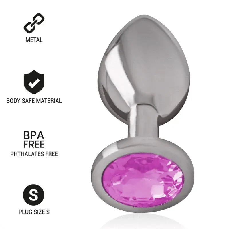 Intense Plug Anal Metal Aluminio Con Cristal Rosa Talla S