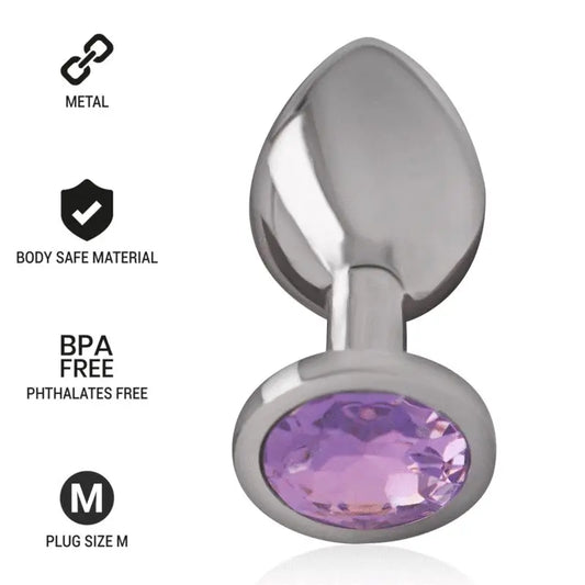 Intense Plug Anal Metal Aluminio Con Cristal Violeta Talla M 