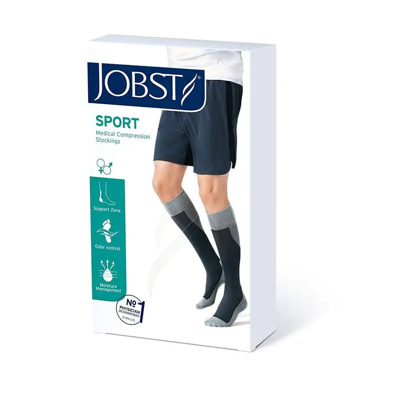 Jobst Calcetines Sport, Blanco/Gris, Talla L, 20-30 Mmhg