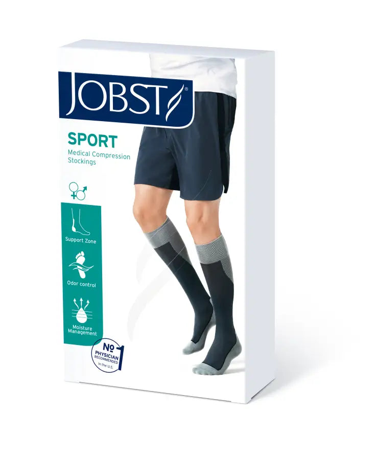 Jobst Calcetines Sport, Blanco/Gris, Talla S, 20-30 Mmhg