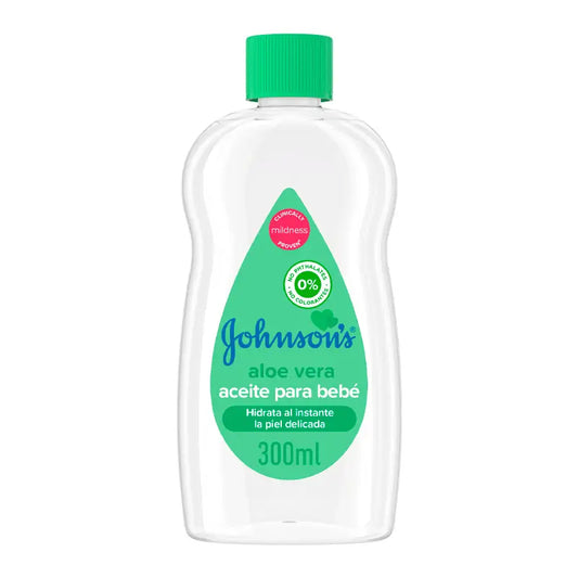 Johnson's Baby Aloe Vera Aceite, Hidrata y Nutre Al Instante, 300 ml