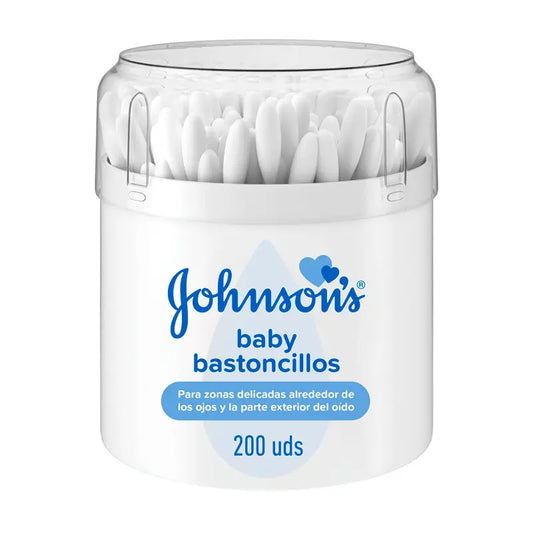 Johnson'S Baby Bastoncillos Para Bebé con Extremos de Algodón 100% Puro, 1 x 200 Bastoncillos